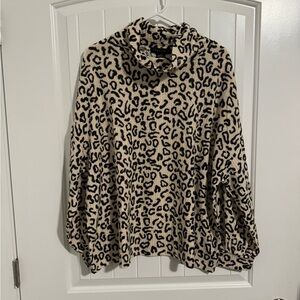 Sanctuary waffle knit animal print cream and black sweater NWT Size 2X
